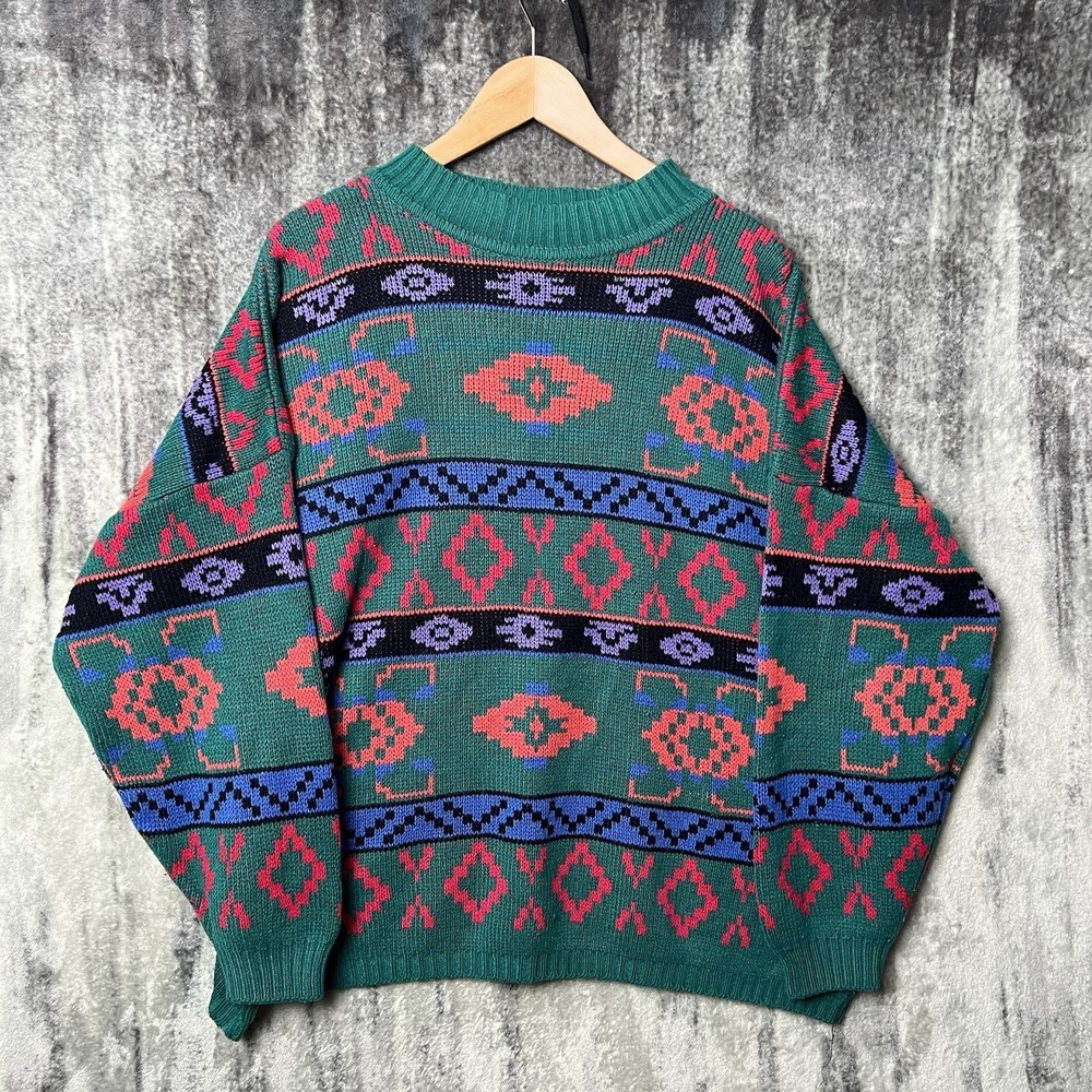 VTG Stefano International Sweater Womens One Size Oversized Baggy Aztec 90s Flow